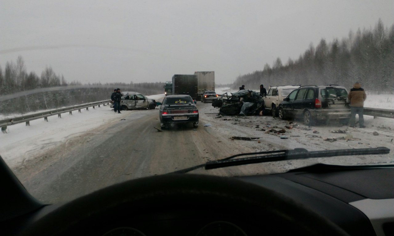 ​На трассе под Краснокамском произошла массовая автоавария