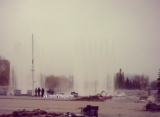В центре Перми состоялся пробный запуск фонтана