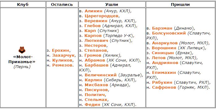Пермский хоккейный клуб «Молот-Прикамье» покинули сразу 19 игроков