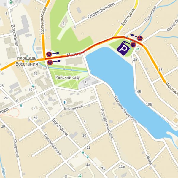 В Перми в ночь на Крещение вблизи купелей изменится схема движения транспорта