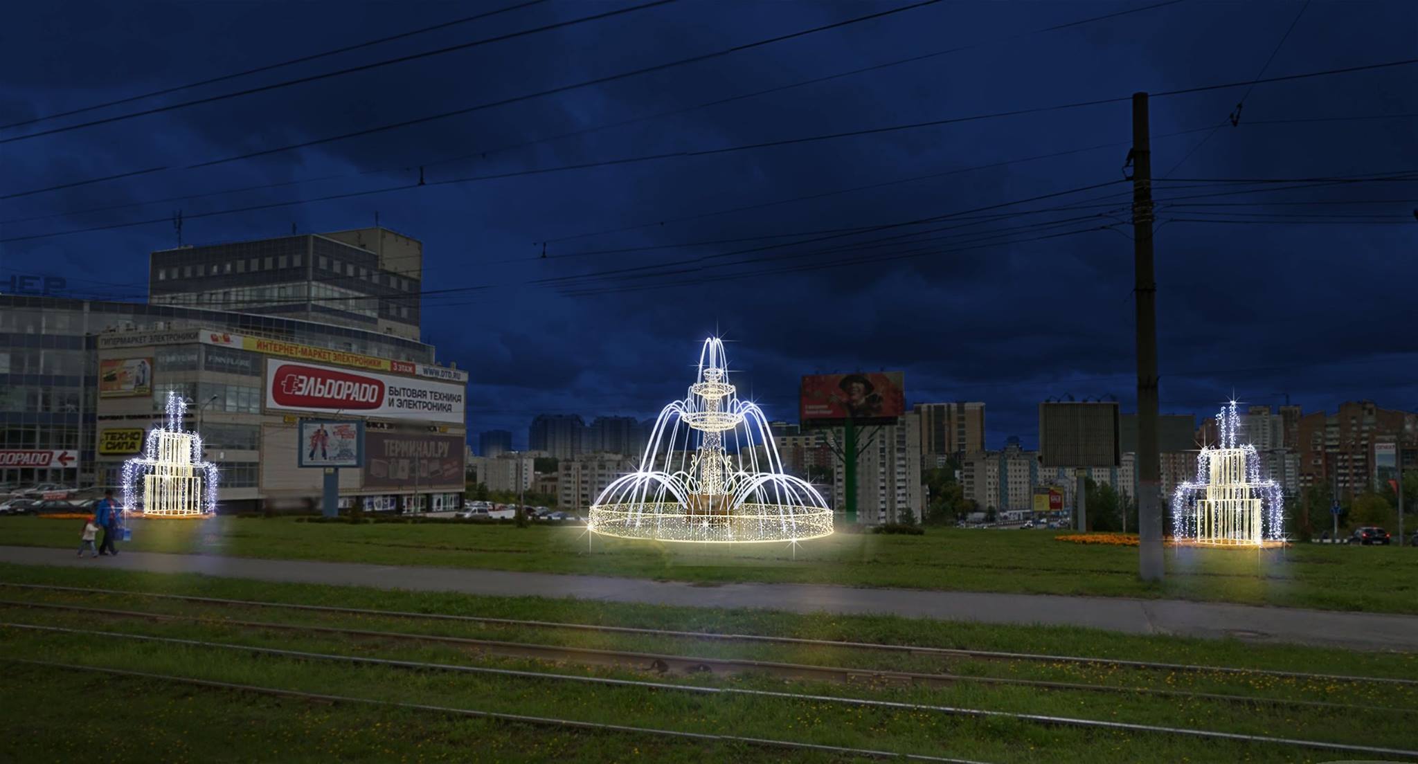 Администрация Перми показала эскизы новых светодиодных новогодних конструкций