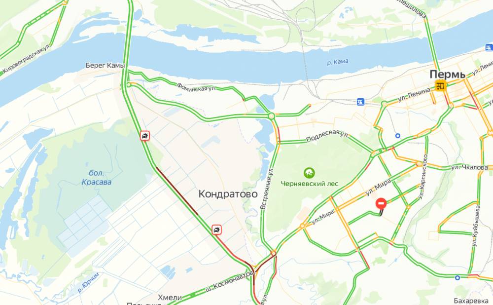 ​На Западном обходе Перми зафиксирован затор в сторону Красавинского моста
