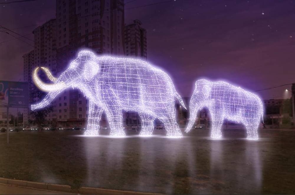 В Перми установят световые скульптуры мамонта с мамонтенком