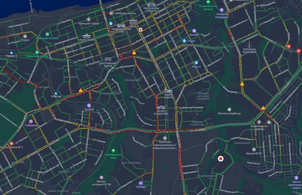 ​Пробки в Перми достигли семи баллов