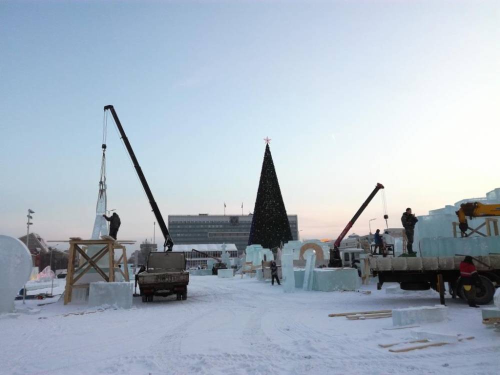 Строительство ледового городка на эспланаде в Перми вышло на финишную прямую