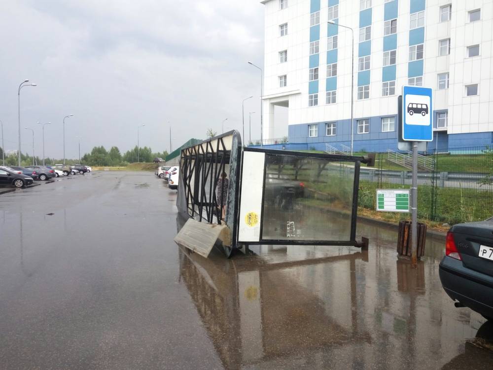«Снесло крыши, образовались пробки»: из-за сильного урагана затопило центр Перми