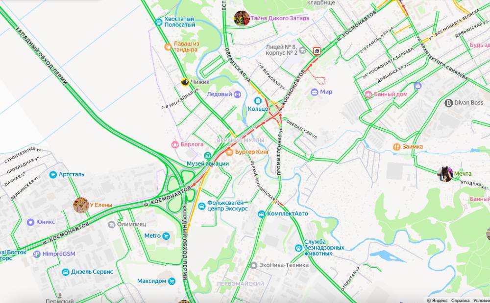 В Перми на шоссе Космонавтов из-за ДТП образовалась пробка 