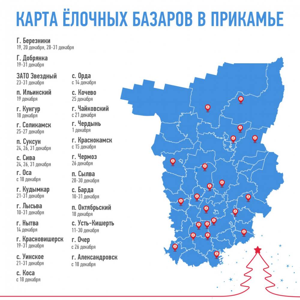 В Пермском крае начали работу елочные базары