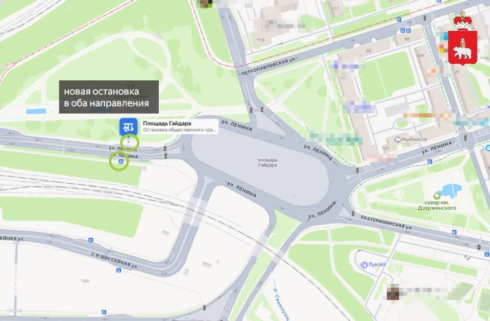 На площади Гайдара в Перми откроют новую остановку
