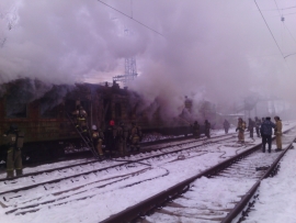 В Перми на станции «Балмошная» сгорели два вагона