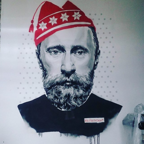 В субботу в Перми откроется бар, на стене которого изображен Владимир Путин в образе хипстера