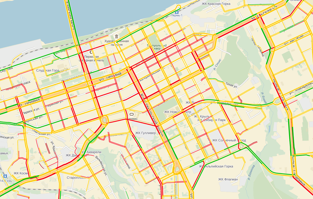 ​Центр Перми «встал» в серьезных пробках